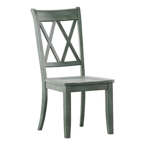 iNSPIRE Q Double X Back Wood Dining Chairs (Set of 2) in Antique Sage Green