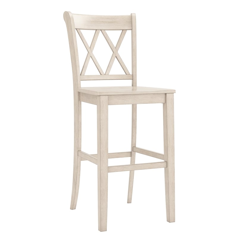 iNSPIRE Q Double X-Back Wood Bar Height Chairs (Set of 2) in Antique White