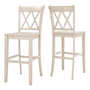 iNSPIRE Q Double X-Back Wood Bar Height Chairs (Set of 2) in Antique White