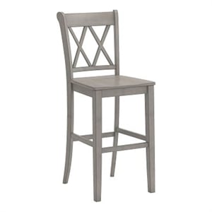 iNSPIRE Q Double X-Back Wood Bar Height Chairs (Set of 2) in Antique Gray