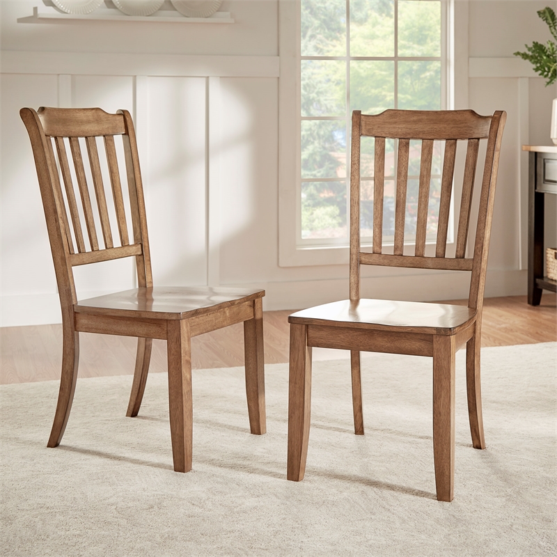 iNSPIRE Q Slat Back Wood Dining Chairs (Set of 2) in Oak