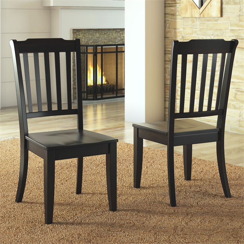 iNSPIRE Q Slat Back Wood Dining Chairs (Set of 2) in Antique Black