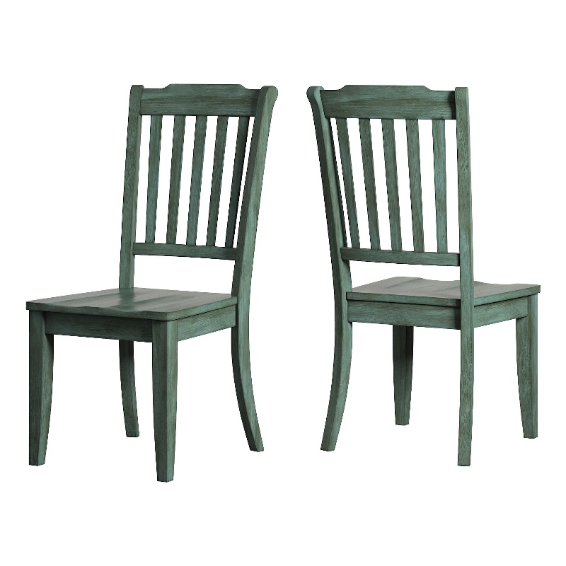 iNSPIRE Q Slat Back Wood Dining Chairs (Set of 2) in Antique Sage Green