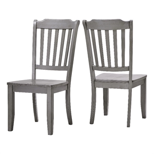 iNSPIRE Q Slat Back Wood Dining Chairs (Set of 2) in Antique Gray