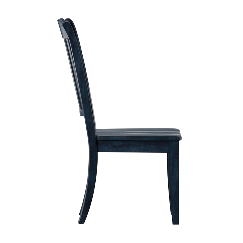iNSPIRE Q Slat Back Wood Dining Chairs (Set of 2) in Dark Denim Blue