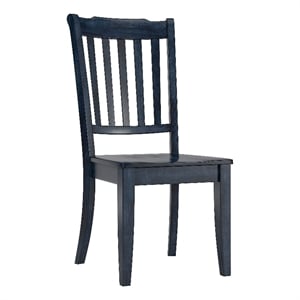 iNSPIRE Q Slat Back Wood Dining Chairs (Set of 2) in Dark Denim Blue