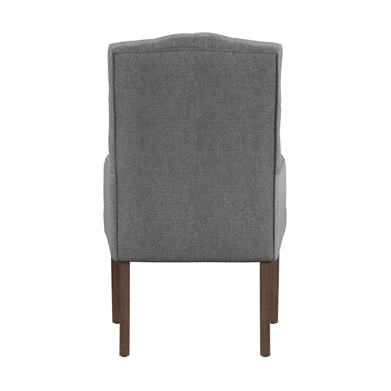 iNSPIRE Q Light Distressed Finish Wood Linen Tufted Dining Chair in Gray