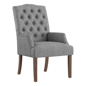 iNSPIRE Q Light Distressed Finish Wood Linen Tufted Dining Chair in Gray