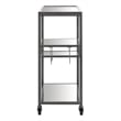 iNSPIRE Q Glass Top Metal Bar Cart in Dark Gray Metallic