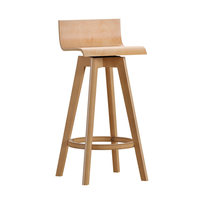iNSPIRE Q Modern Swivel Wood Counter Height Stool (Set of 2) in Natural Finish