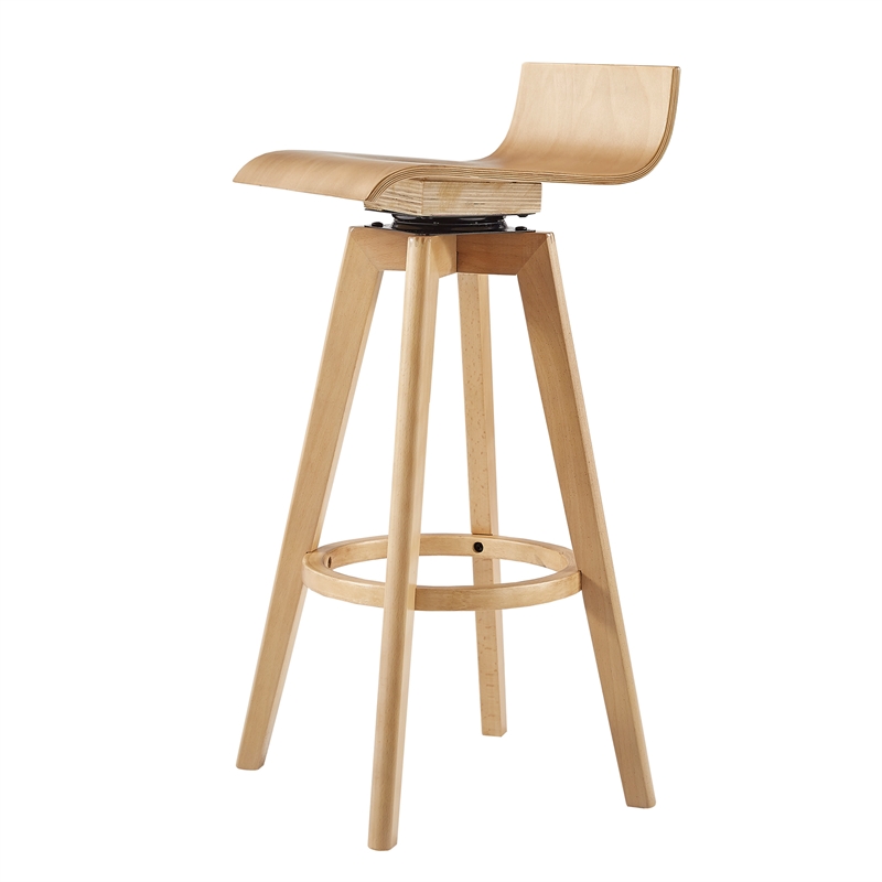 iNSPIRE Q Modern Swivel Wood Bar Height stool (Set of 2) in Natural Finish