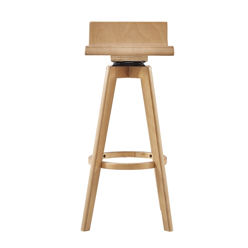 iNSPIRE Q Modern Swivel Wood Bar Height stool (Set of 2) in Natural Finish