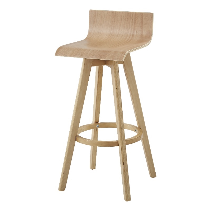 iNSPIRE Q Modern Swivel Wood Bar Height stool (Set of 2) in Natural Finish