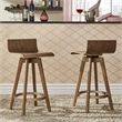 iNSPIRE Q Modern Swivel Wood Counter Height Stool (Set of 2) in Walnut Finish