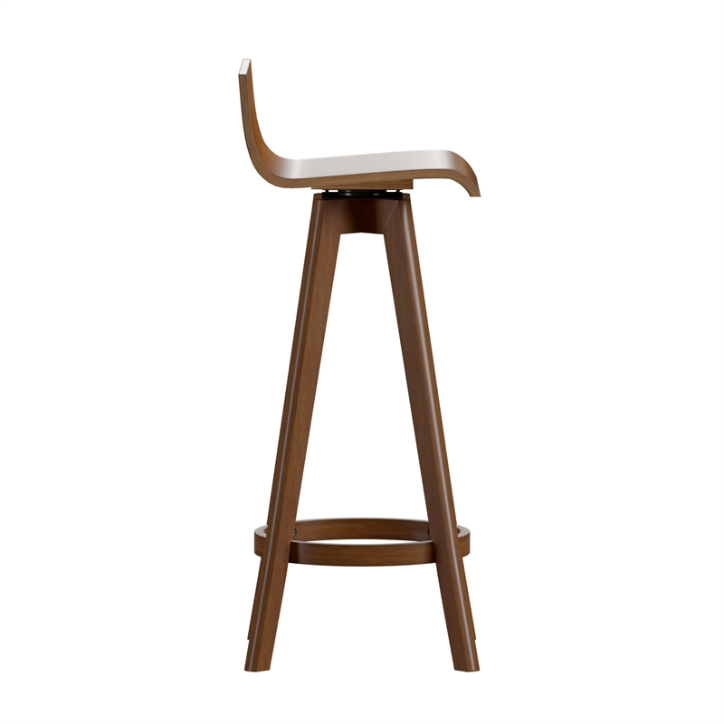 iNSPIRE Q Modern Swivel Wood Counter Height Stool (Set of 2) in Walnut Finish