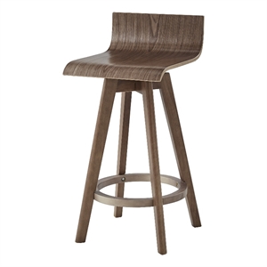iNSPIRE Q Modern Swivel Wood Counter Height Stool (Set of 2) in Walnut Finish