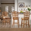 iNSPIRE Q French Ladder Back Counter Height Wood Swivel Stool in Oak