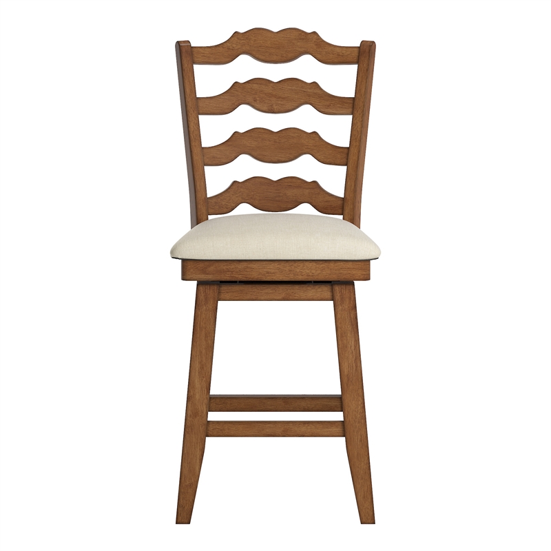 iNSPIRE Q French Ladder Back Counter Height Wood Swivel Stool in Oak
