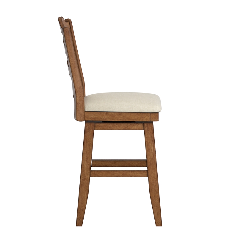 iNSPIRE Q French Ladder Back Counter Height Wood Swivel Stool in Oak