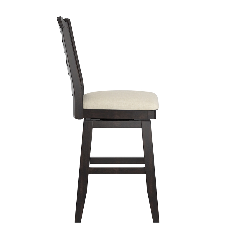 iNSPIRE Q French Ladder Back Counter Height Wood Swivel Stool in Antique Black