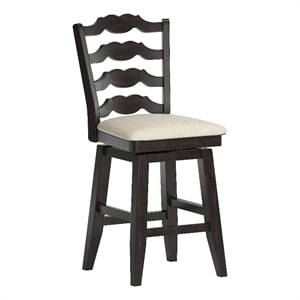iNSPIRE Q French Ladder Back Counter Height Wood Swivel Stool in Antique Black