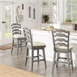 iNSPIRE Q French Ladder Back Counter Height Wood Swivel Stool in Antique Gray