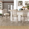 iNSPIRE Q French Ladder Back Counter Height Wood Swivel Stool in Antique White