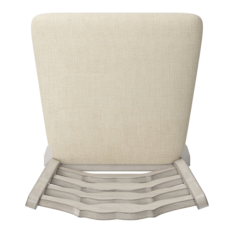 iNSPIRE Q French Ladder Back Counter Height Wood Swivel Stool in Antique White
