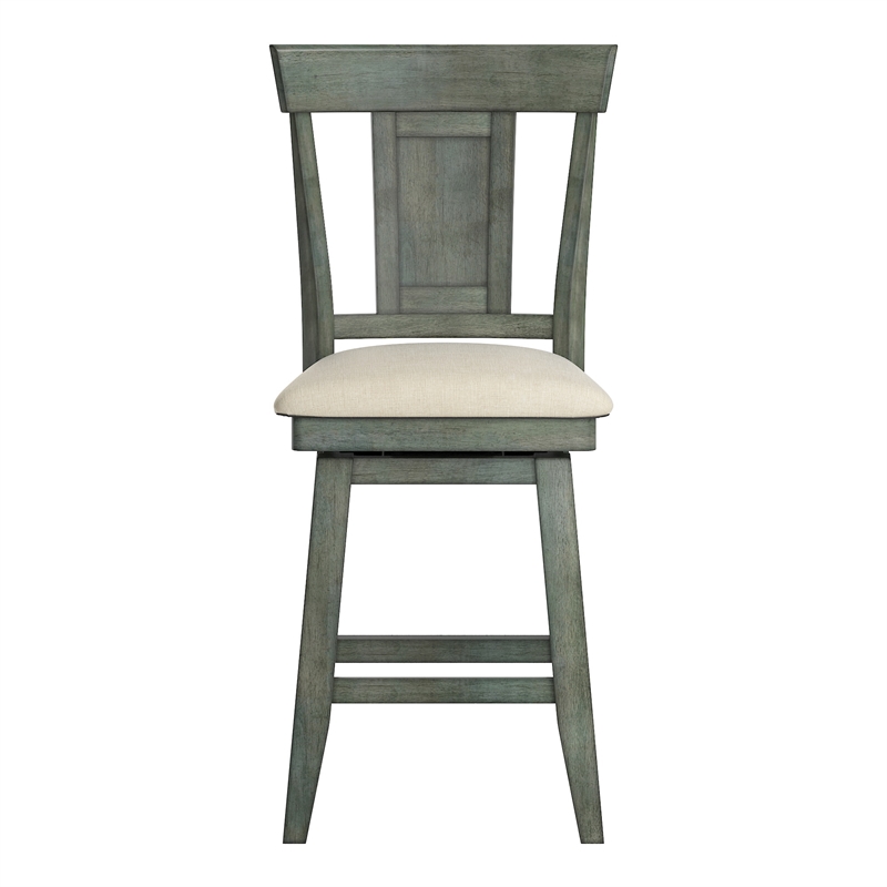 iNSPIRE Q Panel Back Counter Height Wood Swivel Chair in Antique Sage Green