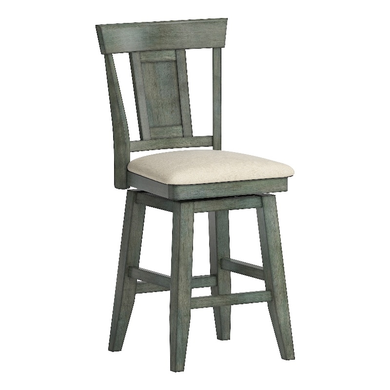 iNSPIRE Q Panel Back Counter Height Wood Swivel Chair in Antique Sage Green