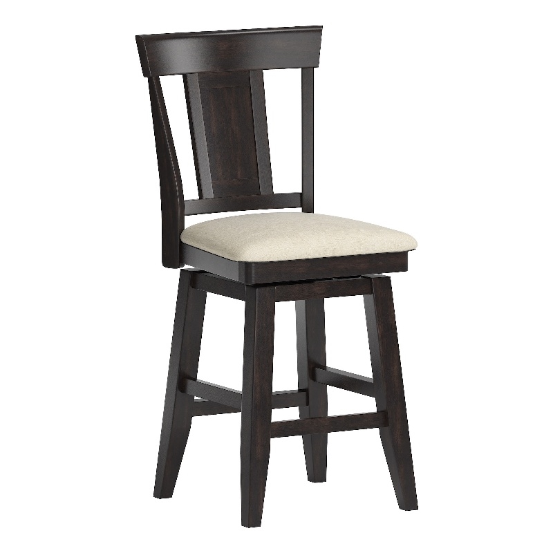 iNSPIRE Q Panel Back Counter Height Wood Swivel Chair in Antique Black