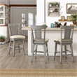 iNSPIRE Q Panel Back Counter Height Wood Swivel Chair in Antique Gray