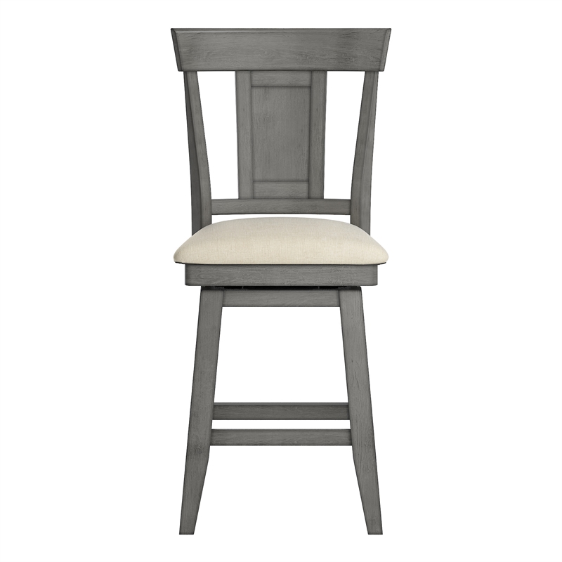 iNSPIRE Q Panel Back Counter Height Wood Swivel Chair in Antique Gray