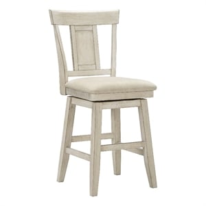 iNSPIRE Q Panel Back Counter Height Wood Swivel Chair in Antique White