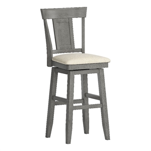 iNSPIRE Q Panel Back Bar Height Wood Swivel Chair in Antique Gray