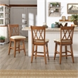 iNSPIRE Q Double X-Back Counter Height Wood Swivel Chair in Oak