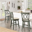 iNSPIRE Q Double X-Back Counter Height Wood Swivel Chair in Antique Sage Green