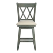 iNSPIRE Q Double X-Back Counter Height Wood Swivel Chair in Antique Sage Green