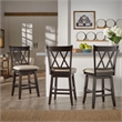 iNSPIRE Q Double X-Back Counter Height Wood Swivel Chair in Antique Black