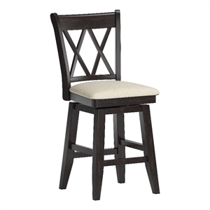 iNSPIRE Q Double X-Back Counter Height Wood Swivel Chair in Antique Black