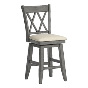 iNSPIRE Q Double X-Back Counter Height Wood Swivel Chair in Antique Gray
