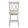 iNSPIRE Q Double X-Back Counter Height Wood Swivel Chair in Antique White