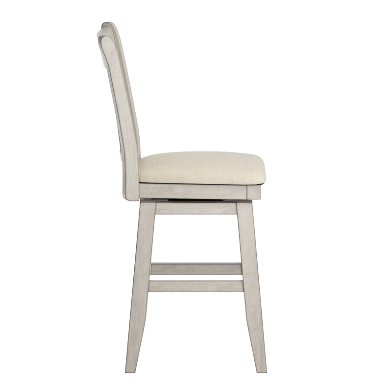 iNSPIRE Q Double X-Back Counter Height Wood Swivel Chair in Antique White