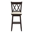 iNSPIRE Q Double X-Back Bar Height Wood Swivel Chair in Antique Black