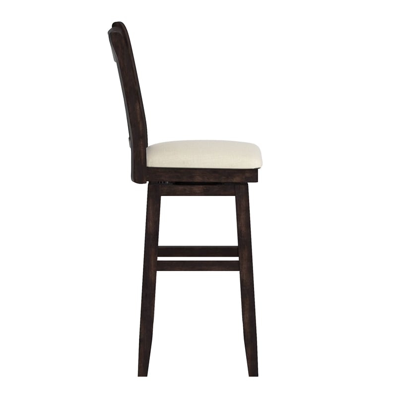 iNSPIRE Q Double X-Back Bar Height Wood Swivel Chair in Antique Black