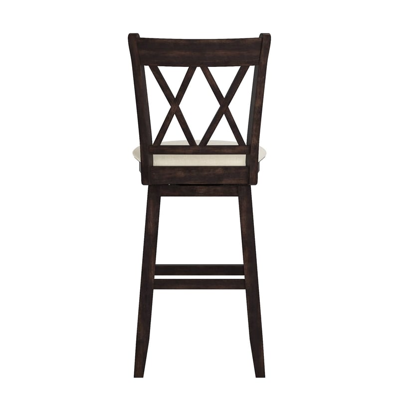iNSPIRE Q Double X-Back Bar Height Wood Swivel Chair in Antique Black