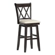 iNSPIRE Q Double X-Back Bar Height Wood Swivel Chair in Antique Black