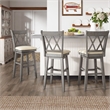 iNSPIRE Q Double X-Back Bar Height Wood Swivel Chair in Antique Gray