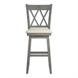 iNSPIRE Q Double X-Back Bar Height Wood Swivel Chair in Antique Gray