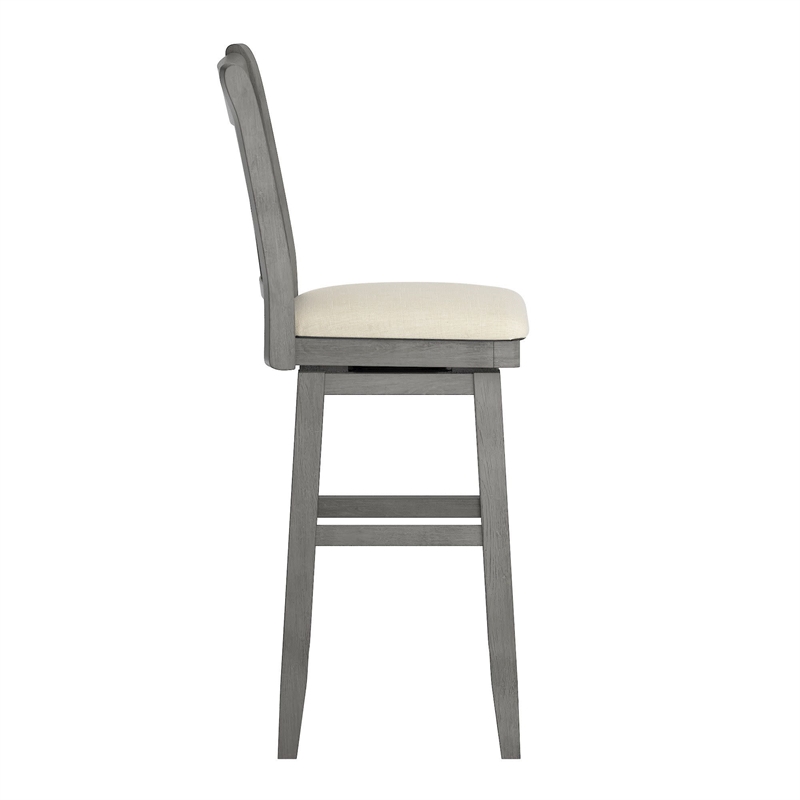 iNSPIRE Q Double X-Back Bar Height Wood Swivel Chair in Antique Gray